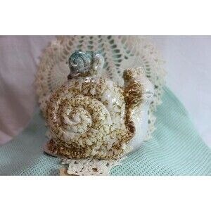 Seasoned Ceramic Mommy Snail and Baby Snail Garden Handmade Decor